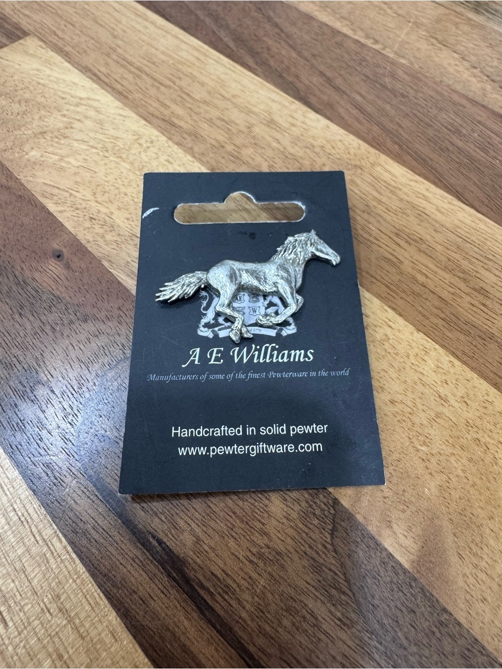 A.E. Williams handcrafted and solid, pewter horse equestrian lapel pin brooch sm
